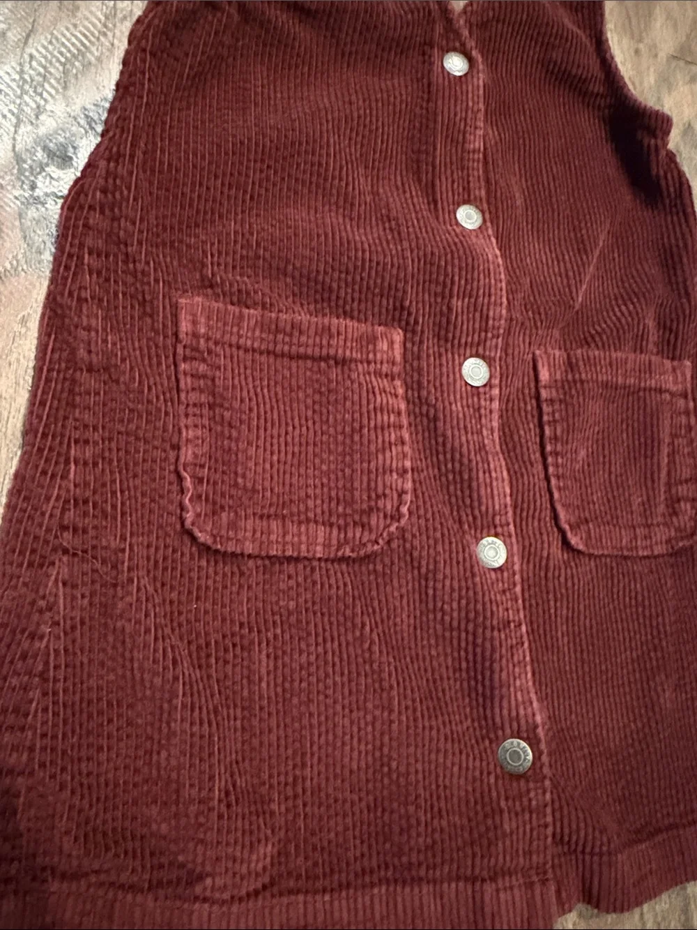Old Navy Burgundy Corduroy Button-Front Pinafore Girls Medium (8)